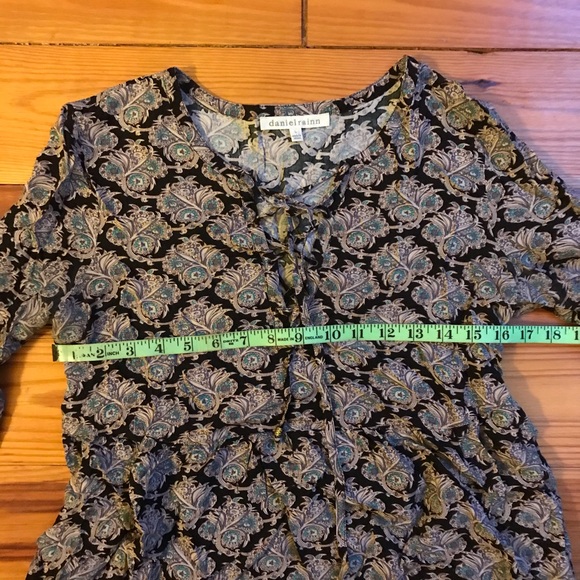 Daniel Rainn Purple Black Boho Peplum Top, EUC, S - Picture 8 of 16